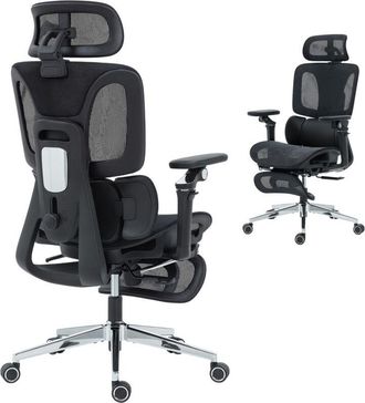 HOMCOM Ergonomic Office Chair, Mesh Desk Chair with Lumbar Support, Footrest
