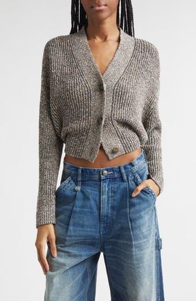 R13 Split Hem Rib Crop Cardigan in Grey Multi at Nordstrom, Size X-Small