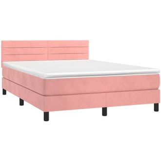 vidaXL Vidaxl - Cama Box Spring Con Colch&oacute;n Terciopelo Rosa 140x200 Cm
