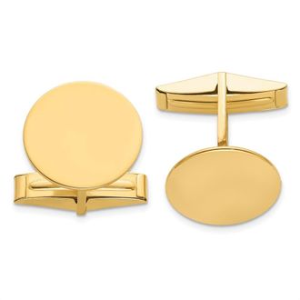 Diamond2Deal 14K Yellow Gold Circular Polished Mens Cuff Links