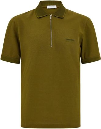 Ferragamo Embroidered Logo Zip Collar Polo, Size Small