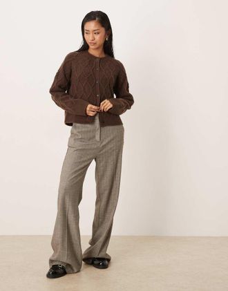 Abercrombie & Fitch Cardigan girocollo marrone con bottoni