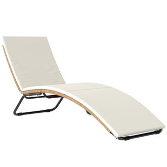 OUTSUNNY Tumbona de rat&aacute;n 175x57x80 cm crema