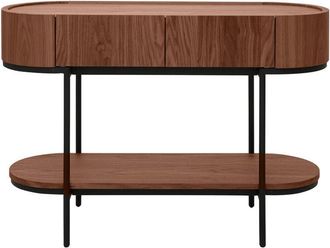 Miliboo Consola De Dise&ntilde;o Con Cajones En Madera Oscura De Nogal Y Metal Negro L110 Cm Skye