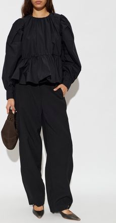 Ganni Peplum Top, Womens, Black