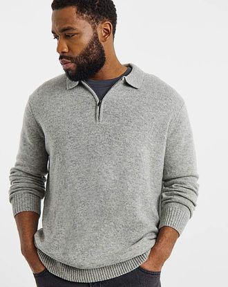 Jacamo Lambswool Collared 1/4 Zip Jumper