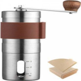 OEM Molinillo De Caf&eacute; Manual Con 100 Filtros, Molinillo De Caf&eacute; Manual Ajustable, Ideal Para El Hogar, La Oficina O Para Viajar - Crezuo