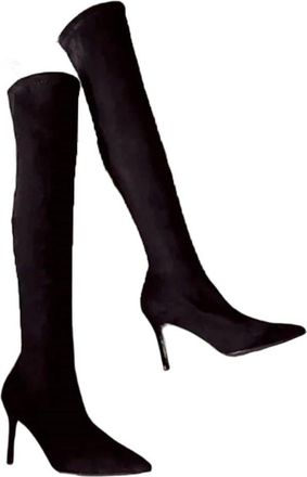 Generic Womens Over The Knee Tassel Stiletto Knee High Stretch Boots Pointed Toe Shoes