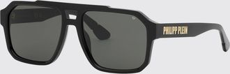 Philipp Plein Occhiali da sole quadrati a mascherina in acetato con doppio ponte