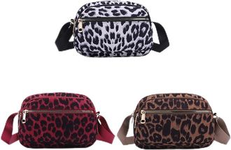 Generic Leopard Crossbody Bag Faux Suede Zipper Shoulder Camera Purse for Women (Black)