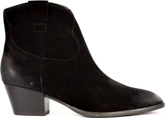 Ash Zwarte su&egrave;de enkellaarzen met puntige neus - Dames - Cowboylaarzen - Zwart - 38 EU - Su&egrave;de - Schoenen