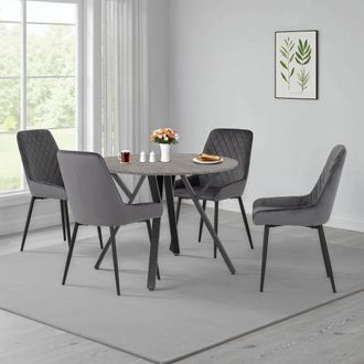 Seconique Athens Round Dining Set with Avery Chairs in Grey