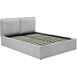 Vente-Unique Letto contenitore con rivestimento sfoderabile 160 x 200 cm - Tessuto - Grigio chiaro - TENESE