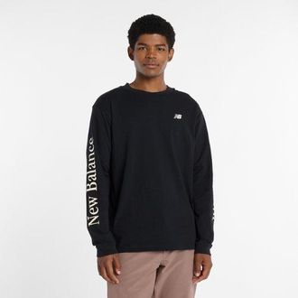 New Balance Uomo Athletics Classic Long Sleeve in Nero, Cotone, Taglia XL