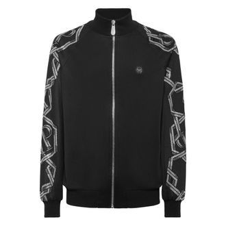 Philipp Plein Jacket Jogging Chains - Heren - Vesten met rits - Zwart - S - Katoen - Hoodies & sweatvesten
