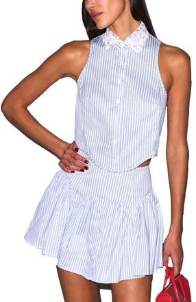 Fleur du Mal Poplin Garter Skort in East Hampton Stripe at Nordstrom, Size X-Small