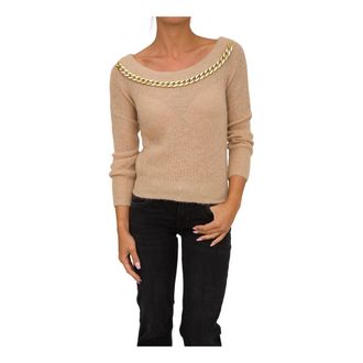 Guess Beige Trui - Dames - Ronde hals truien - Beige - S - Truien & Vesten