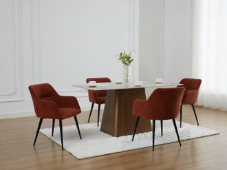 Vente-Unique Sedia con braccioli in Tessuto e Metallo Nero Terracotta - Lotto di 2 - HEKA