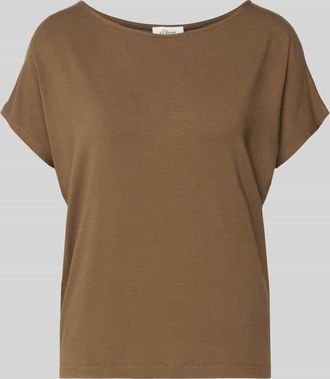 s.Oliver Red Label Relaxed Fit T-Shirt aus Viskose-Mix in Mittelbraun, Gr&ouml;&szlig;e 34