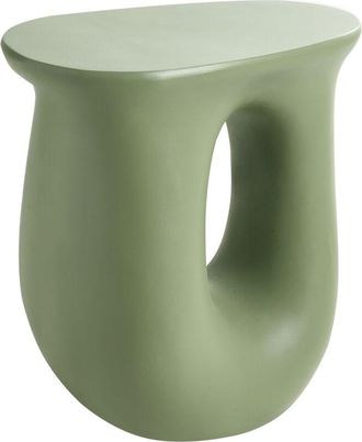 Beliani Accent Side Table Green Magnesium Oxide Fiberglass 42 x 28 cm UV Stain Rust Water Wind Resistant Boho Modern Outdoor Living Room IDRO