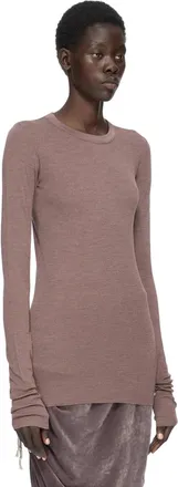 Rick Owens Womens T-Shirt Manches Longues Rib C&ocirc;tel&eacute; Violet Profond Purple T-Shirts And Polos
