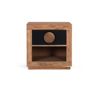 Giner&Colomer Mesita de noche de madera de acacia 50 cm estilo r&uacute;stico contempor&aacute;neo