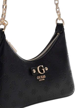 Guess Womens Shoulder Bag Black Logo Polyurethane - Shoulder-Bags