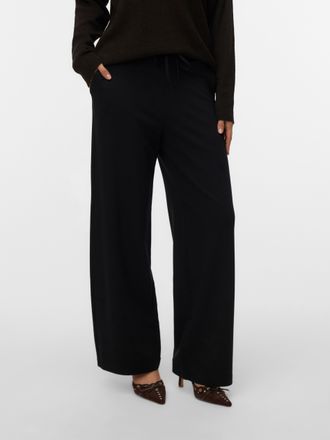 Vero Moda Schlupfhose VERO MODA VMEVA MW WIDE STRING PANT NOOS, Damen, Gr. XL, L&auml;nge 32, schwarz, Obermaterial: 65% Viskose, 30% Polyamid, 5% Elasthan, unifarbe