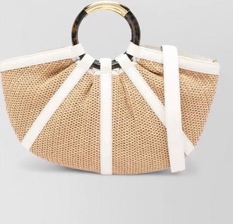 Coccinelle shell straw beach bag contrast trim