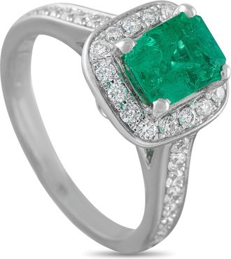 Luxury Bazaar 18K White Gold 0.51ct Diamond and Emerald Ring MF29-050726