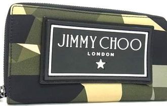Jimmy Choo London Green Nylon Long Wallet (Bi-Fold) (Pre-Owned)