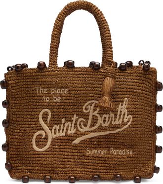 MC2 Saint Barth Colette Raffia Handbag with Decorative Bead Edges