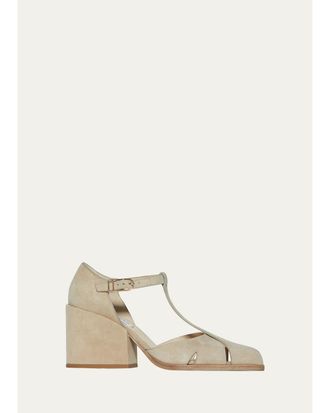 Gabriela Hearst 80mm Hawes Suede T-Strap Sandals
