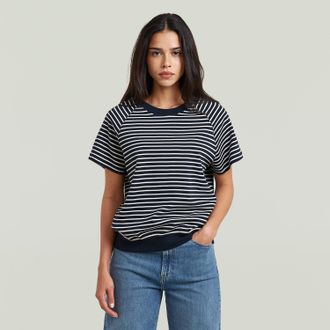 G-Star T-Shirt G-STAR Raglan, Damen, Gr. XXL, salute, milk stripe, Single Jersey, Obermaterial: 100% Baumwolle, gestreift, regular fit h&uuml;ftbedeckend, Rundhal