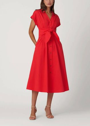 Shoshanna Beatrice Midi Dress In Tomato Red