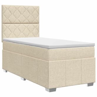 vidaXL Cama Box Spring Con Colch&oacute;n Con Cabecera Crema 80 X 200 Cm Tela Vidaxl