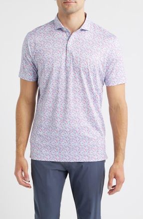 Johnnie-O Charmer Floral Performance Jersey Polo in Punch at Nordstrom, Size Xx-Large