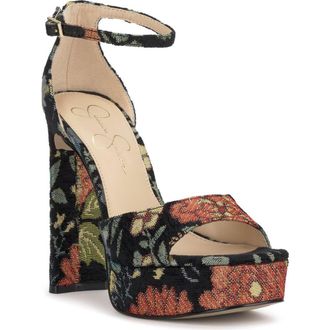 Jessica Simpson Telxia 2 Ankle Strap Platform Sandal in Black Multi at Nordstrom Rack, Size 8.5