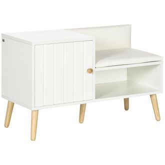 HOMCOM Zapatero De Entrada Con Asiento Acolchado Y Armario Para 4 Pares De Zapatos, 80x33x49cm, Blanco