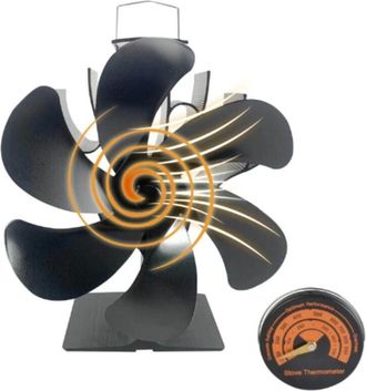 OEM Ventilador De Estufa Con Term&oacute;metro, Ventilador De Chimenea No El&eacute;ctrico 6 Blattriger Warmebetriebener, Para Chimenea De Le&ntilde;a, Quemador De Pellets, Ac