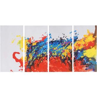 Hhg Set 4x dipinti a mano pittura ad olio su tela 30x60cm onda