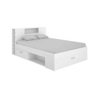 Dmora Dmora - Cama Doble Conching, Sommier Para Dormitorio, Estructura De Cama Por Habitaci&oacute;n, Estructura Del Sostenedor Del Colch&oacute;n, 150x219 H95 Cm, Blanco