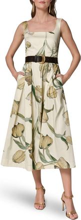 DKNY Floral Print A-Line Dress in Pannacott at Nordstrom, Size 12