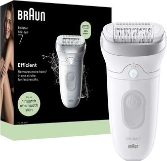 Braun Silk-&eacute;pil 7 Se7-000 Epilador Wet & Dry Cuerpo Cabeza Ancha 2 Velocidades Plata