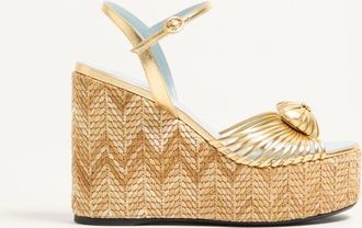 Valentino Garavani COEUR ROYAL LAMINATED NAPPA WEDGE SANDAL 110mm Wo