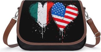 Generic Italy & U.S. Flag Small Womens Crossbody Bags Shoulder Handbag with Adjustable Strap for Travel