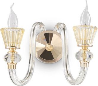 Ideal Lux Strauss - Lámpara de pared con vela de vidrio para interiores, 2 luces, oro rosa, E14 - Ideal Lux