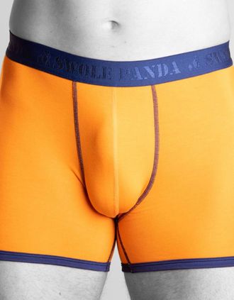 Swole Panda Mens Bamboo Boxer Brief, Orange/blue - Size: XL 36-40 / 92-102cm