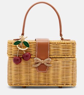 Self Portrait Mini rattan top-handle bag