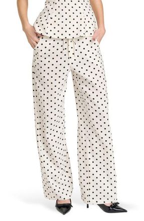 Wayf Lilah Polka Dot Wide Leg Pants in Ivory Polka Dot at Nordstrom, Size X-Small